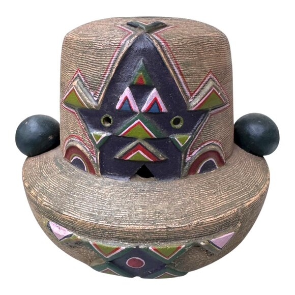 Vintage Southwestern Decorative Clay Vessel Incense Burner Art Pottery Tiki Bar - Picture 3 of 7